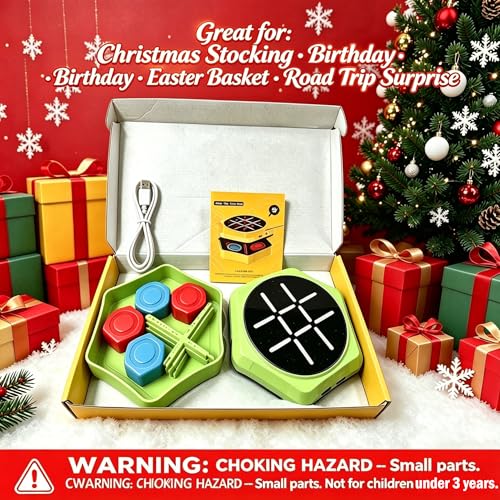 5-in-1 Electronic Tic Tac Toe Game for Kids - Rechargeable & Silent | Handheld Brain Teaser with Physical Board & Storage, Screen Free Travel Game for Car Ride Airplane, Gift for Teens Adults