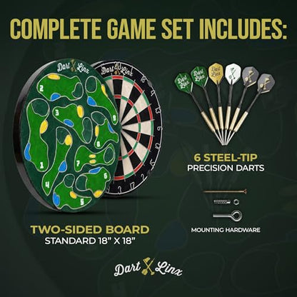 Ultimate Dart Board & Golf Game for Home - Perfect Family & Kids Activities, Game Room Decor, Gifts for Boys, Golf Darts Compressed Sisal Board