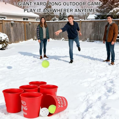 Giant Yard Pong Outdoor Game – 12 Premium Buckets & 4 Balls, Yard Toss Throwing Game for Adults & Family, Beach Camping Tailgating Lawn Party, Portable Durable Carry Bag