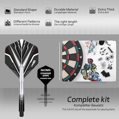 CyeeLife 180 Piece Darts Custom Fit Pack Set, Includes Flights, Shafts, Rubber O-Rings, Flight Protecter and Accessories - color: Gradient Shafts