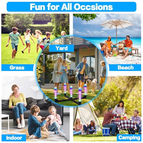 Outdoor Games Ring Toss Games Glow in Dark, Yard Games for Adults and Family