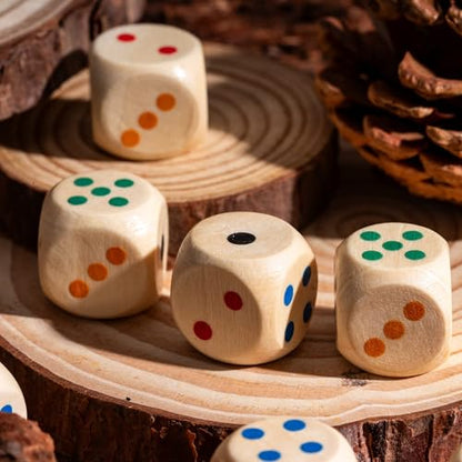 10pcs 16mm D6 Dice Set, Standard 6 Sided Dice Set Wooden Game Dices with Leather Bag for D&D, RPG,Table Board Game or Teaching Math - color: D6-color P