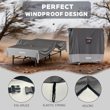 Ping Pong Table Cover,420D Waterproof Heavy Duty Table Tennis Table Covers Fits 9 x 5 FT Both Folding & Flat Tables for Indoor Outdoor Use with Paddles Storage Bag