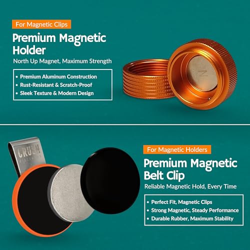 Magnetic Chalk Holder with Lid & Belt Clip – Round Billiard Pool Cue Chalk Holder with Strong Magnet, Portable Snooker Chalk Case for Players - color: Orange