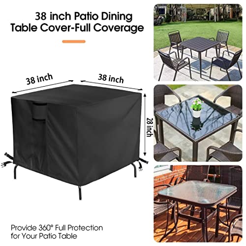 Outdoor Table Cover,38 Inch Square Patio Table Cover,for Waterproof Outside Small Table Furniture - 38 X 38 X 28 Inch - size: 38" L x 38" W x 28" H