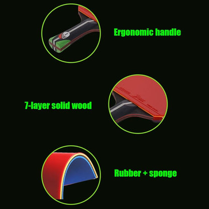 Professional Ping Pong Paddle, High Performance Table Tennis Racket for Training and Competition, 5 Layers of Pure Wood + 2 Layers of Carbon, Flared Handle