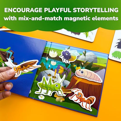 Quokka Travel Magnetic Puzzles for Toddlers 1-3 – 20+Pcs Bugs Game with Extra-Long Play Book – Fun Travel Game Toy for Kids Ages 3-5 – Strong Magnets for Car Activities – Fun Toddler Puzzle Ages 2-4 - color: 05. Blue