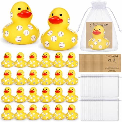 Amyhill 24 Sets Mini Baseball Rubber Ducks Gifts Sport Party Favors Tabletop Decoration for Coach Team Gifts Club Gift Player Team Events Decorations Birthday Party Supplies - style: Baseball