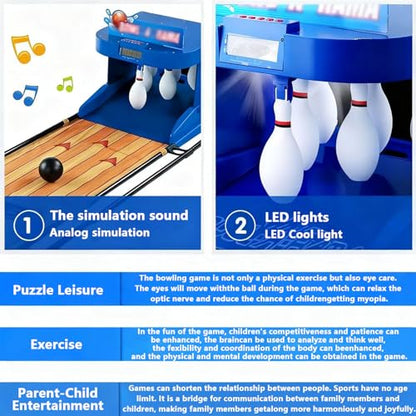 Electronic Bowling Alley Game Set Portable with Auto Scoring & Automatic Reset Lighting Simulation Sound Effect - Foldable Design with 6 Pins 2 Balls for Home Family Bonding Activities 3.5m/137.8in - size: 3.5m/137.8in