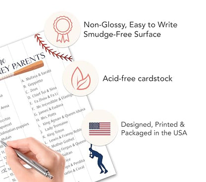 BASEBALL Baby Shower Games — CARTOON PARENT MATCH Baby Shower Game — Pack of 25 — Rustic Sports Theme Navy Blue BOY, Little Slugger Fun Match the Parents Couples Shower Activity G900-DPM