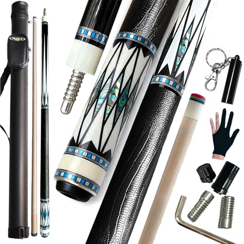 Tai ba cues Pool cue Stick + Hard Case, Multi-Weight System, Multilayer Leather Tip -12.5/11.5mm, 58", Hardwood Canadian Maple Professional Billiard Cue Stick - color: CUE KIT WITH MAPLE SHAFT