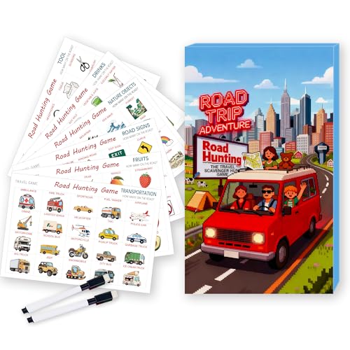Road Trip Adventure Travel Scavenger Hunt Game | Road Hunting Card Game, Occupations Theme, Drinks Theme, Fruits Theme