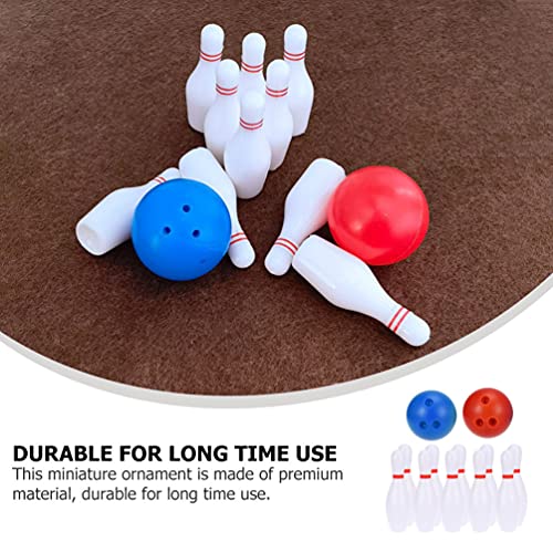 Zerodeko 2sets Miniature Bowling Model of Bowling for Dollhouse Decoration for Crafts Kindergarten Projects and Mini House Accessories