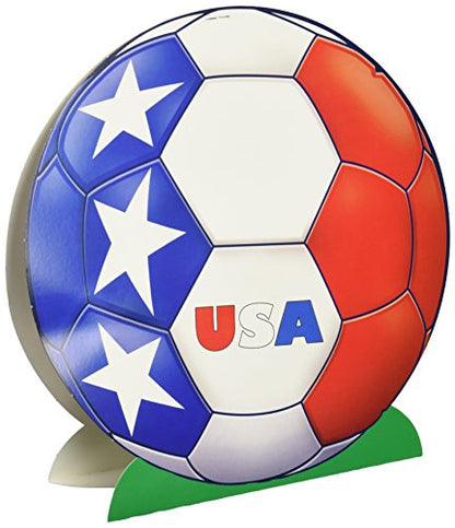Beistle 3-D USA Soccer Ball Centerpiece, 9.25" Tall - United States Athletic Red, White & Blue Sports Ball Table Decoration - style: Soccer