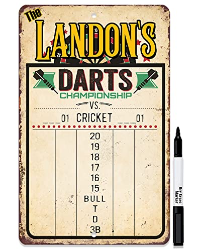 Personalized - Dart Scoreboard Dry Erase for Keeping Score in All Cricket Games, 301 or 501 - Includes Magnetic Dry Erase Marker with Eraser - A Really Great Looking Darts Scoreboard (Brown) - color: Brown