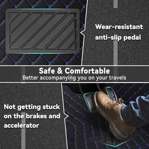 Car Floor Mats Fit for Dodge Dart 2013-2016 All Weather Durability Leather Car Floor Mats, Skidproof Pedal, Waterproof, Wear-reistant(Black Blue) - color: Black Blue