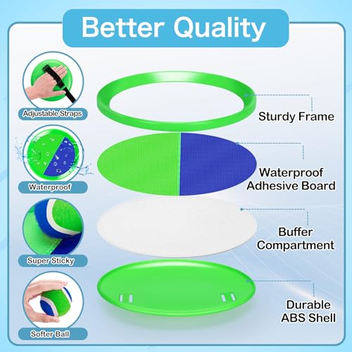 2 Packs Catch Ball Game Set, Outdoor Toys for Ages 3 4 5 6 7 8-12 Year Old Boy Girl, Summer Pool Beach Yard Backyard Camping Sports Play Toy Games for Toddlers Teens Adults Family Game, Birthday Gifts - style: 2 Paddles 2 Balls