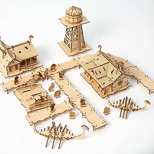 3D Wooden Puzzles Viking Port Invasion Model Kits, Brainteaser and Puzzle for Christmas/Birthday,Gifts for Adults and Teens to Build Combination - style: Viking