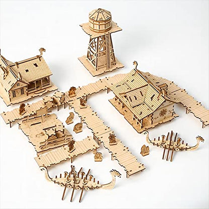 3D Wooden Puzzles Viking Port Invasion Model Kits, Brainteaser and Puzzle for Christmas/Birthday,Gifts for Adults and Teens to Build Combination - style: Viking