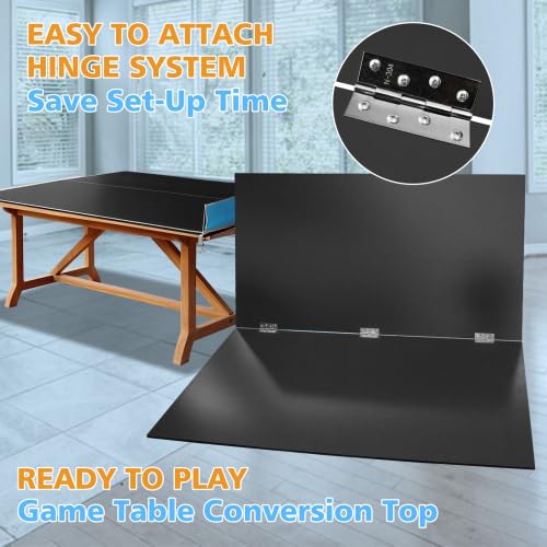 6/7/8/9Ft Mid-Size Ping Pong Conversion Top, Foldable Table Tennis Table Top with Net for Home Office - color: BLACK, size: 7*4 FT