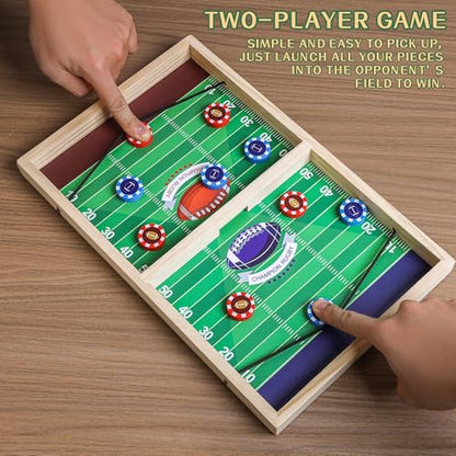 AIUAZA Football Fast Classic Ring Shooting Game Family Game Night with Friends Party Wooden Air Hockey Board Game for Adults Kids Tests Your Speed and Accuracy, 2 Players
