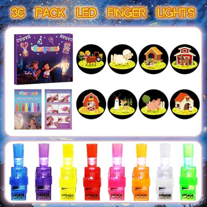 36 Pack Farm Party Favors LED Finger Lights, Glow Farm Animal Birthday Party Gifts for Kids, Goodie Bag Stuffers Classroom Treasure Box Prizes - style: Farm Animal