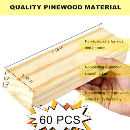 Giant Tumbling Tower Game 60 PCS, Outdoor Games for Adults & Families, 5.3 FT Premium Wooden Blocks Stacking Games with Carry Bag for Backyard, Lawn, Party, Camping