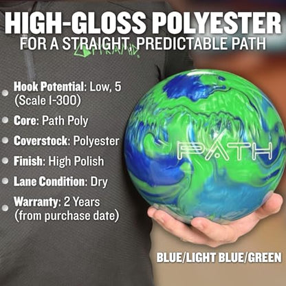Pyramid Path Polyester Bowling Ball - Customizable with Basic Drilling Options - Great for Spare Shooting, League, Recreational, Straight Bowlers - Beginner Entry Level & Kids - color: 1-Pink/Blue/Teal, size: 12 LB