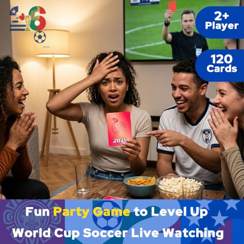 2026 World Soccer Cup Watch Party Games – 120 Challenges & Questions Interactive Card Game for Live Match Soccer Parties, Truth or Dare Cards for Family & Friends Games, 2+ Player