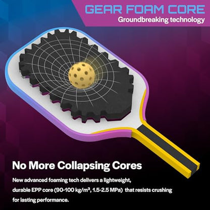 3D-T700-18K Carbon Fiber Pickleball Paddle with 14mm Foam Core, USAPA Approved Premium Pickle Ball Racket Set with Enhanced Spin, Balance Control & Power, Gearfoam Max - color: Blue-Pink