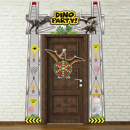 Pterosaur Dinosaur Themed Toss Game Banner with 12 Sticky Balls, 30” Large Dino Dart Board for Indoor Outdoor Games Birthday Party Supplies