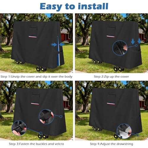 Ping Pong Table Cover Outdoor Waterproof,Table Tennis Cover Fits Both Folding and Flat Tables (Flat Size-9x5 FT) with Waterproof Seal, Includes Organize Bag for Indoor and Outdoor Use