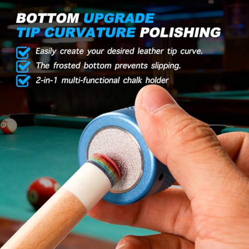 TAOM Upgrade Pool Chalk Holder Round Shaped Practical Tool Billiards Accessories Magnetic Mini Chalk Tip Case Container Round Box Billiards,Cue Tip Tool Scuffer Shaper - color: 1-Gift Set-Blue with Pyro Blue