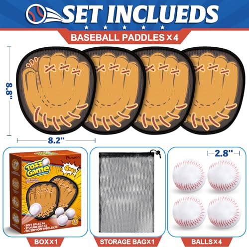 Ellinjan 4 Pack Catch Ball Game Set, Outdoor Toys for Kids Ages 4-8-12, Baseball Training Glove for Sports, Summer Toys Pool Beach Backyard Lawn Games for Toddlers Kids Family, Fun Ideal Gifts