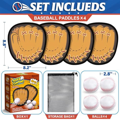 Ellinjan 4 Pack Catch Ball Game Set, Outdoor Toys for Kids Ages 4-8-12, Baseball Training Glove for Sports, Summer Toys Pool Beach Backyard Lawn Games for Toddlers Kids Family, Fun Ideal Gifts