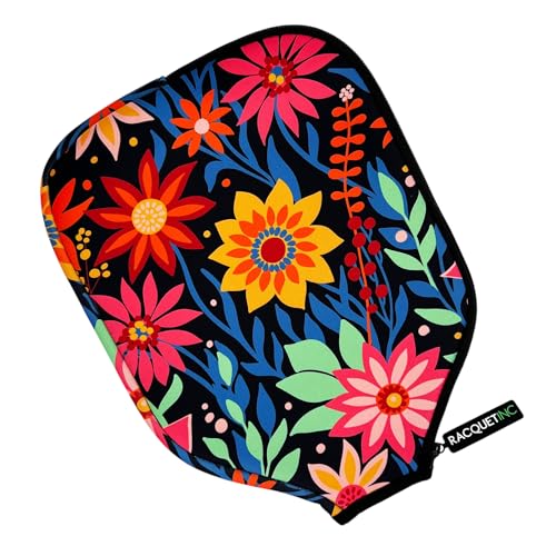 Racquet Inc Tennis Gifts Pickleball Paddle Cover Sleeve – Universal Fit for Standard Paddles, Neoprene Protective Case with Zipper, Pickleball Paddle Cover, Gift for Pickleball Players - color: Bloom Smash