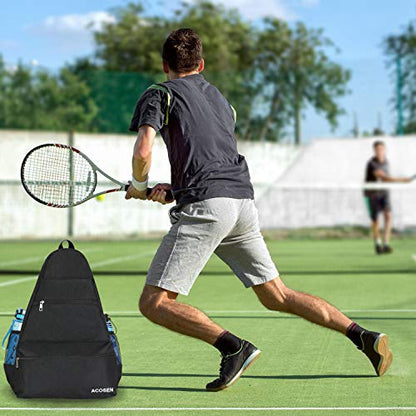 ACOSEN Tennis Bag Tennis Backpack - Large Tennis Bags for Women and Men to Hold Tennis Racket,Pickleball Paddles, Badminton Racquet, Squash Racquet,Balls and Other Accessories - color: Black