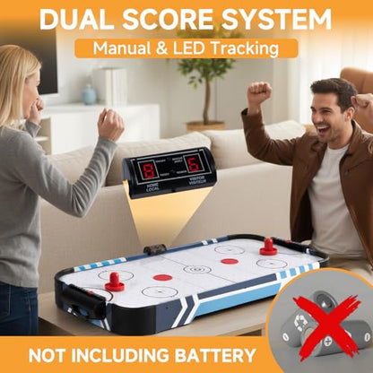 36” Air Hockey Table for Adults – Full-Size Arcade Game Table with LED Electronic Scoreboard, 2 Pushers & 2 Pucks, Portable Mini Air Hockey Table for Home, Office & Game Room