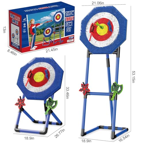 Axe Throwing Game for Backyard: Bristle Target Set with 3 Axes & 3 Darts, Outdoor Yard Games for Kids Adults Family, Lightweight & Portable, Backyard Lawn Games for Carnival, Camping, Party