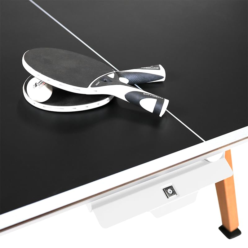 CORNILLEAU - Origin Outdoor Table - Design Ping-Pong Table - Made in France - Convertible - White - style: Fabric Net + Magnetic Net - Tabletop: Dark Stone