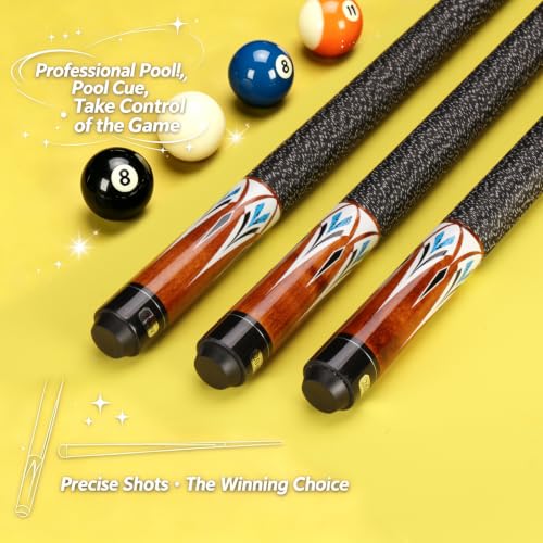 Pool Cue Stick - 58 inch Maple Billiard Pool Stick, 19/20/21 oz 1/2 Maple Pool Cue Stick Kit, 2-Piece Billiard Pool Cue Stick - color: Brown With Case (20 oz/12mm)