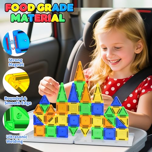 Mini Magnetic Tiles Travel Set with Case 42pcs, Bonus Sudoku Play, Mini Magnetic Blocks, Portable Travel Toy for Kids, STEM Educational Sensory Toys, Classroom Must Have - style: SUDOKU-42pcs