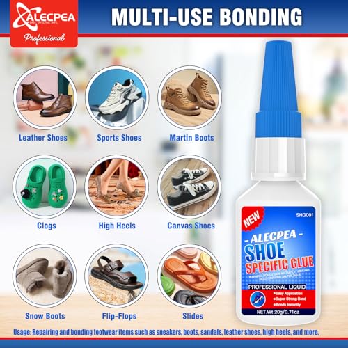 ALECPEA 20g Shoe Glue - Flexible Instant Adhesive for Sole Repair & Restoration - Waterproof Heavy Duty Sneaker Glue for Boots, Heels, Hiking Shoes, Leather & Rubber - Sets in 15 Seconds - size: 20g/1Pack, style: Shoe Glue