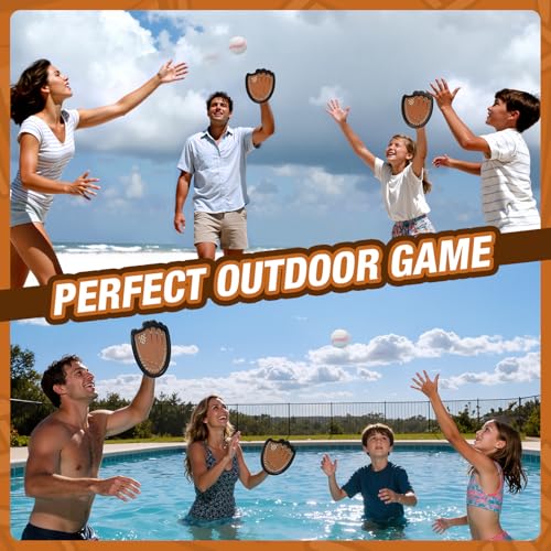 HYES Toss and Catch Ball Set, Outdoor Games for Kids Ages 3-12, Sticky Catch Game Toy with 2 Paddles & 3 Balls, Toddler Baseball Glove Set for Beach Yard Camping, Gift for Boys & Girls - style: 2 pack