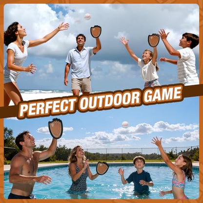 HYES Toss and Catch Ball Set, Outdoor Games for Kids Ages 3-12, Sticky Catch Game Toy with 2 Paddles & 3 Balls, Toddler Baseball Glove Set for Beach Yard Camping, Gift for Boys & Girls - style: 2 pack