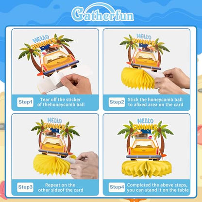 Beach Party Decorations Kit - Beach Themed Honeycomb Centerpieces and Table Decor for Summer & Pool Party Decorations - style: SUMMER