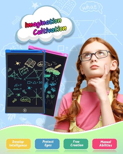 TECJOE 2 Pack LCD Writing Tablet, 8.5 Inch Colorful Doodle Board Drawing Tablet for Kids, Kids Travel Games Activity Learning Toys Birthday Gifts for 3 4 5 6 Year Old Boys and Girls Toddlers - color: Dark blue Magenta