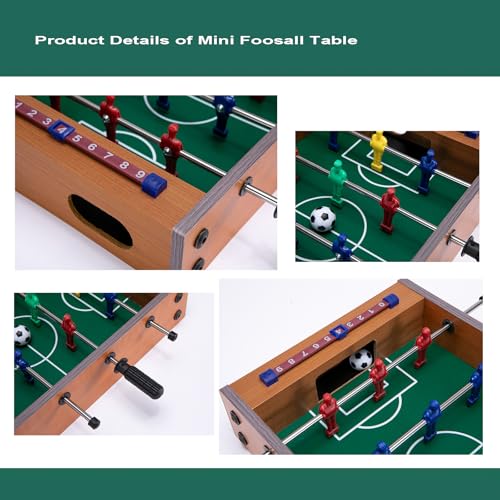 Mini Foosball Table for Family Night Creative Gift for Football Lovers Wooden Tabletop Game for Travel Party Time Nice Deco for Sport & Bar Room