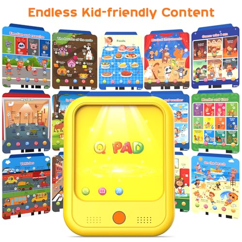 Kids Learning Tablet Educational Learning Pad for Toddlers 2-5 to Learn Alphabets, Numbers, Foods, Time, Music, Vehicles,Tablet Toy for Toddlers Ages 2 3 4 5 6 Years Old Yellow - style: Upgrade Version（20 lesson pages yellow）