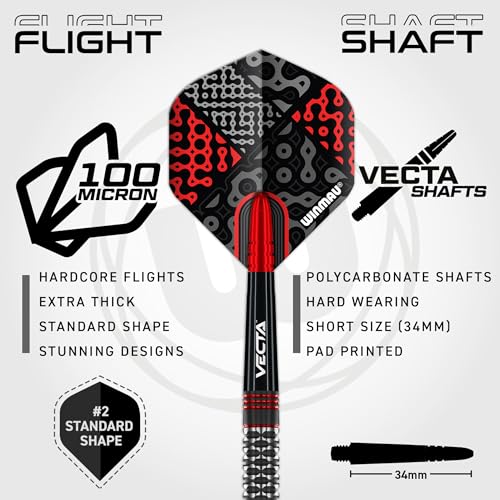 Winmau Darts Callisto Series 90% Professional Tungsten Soft Tip Darts Set with Dart Flights and Dart Shafts (Stems) - Available in 18g Weight and Three Styles - size: 18G, style: 18g - Soft Tip